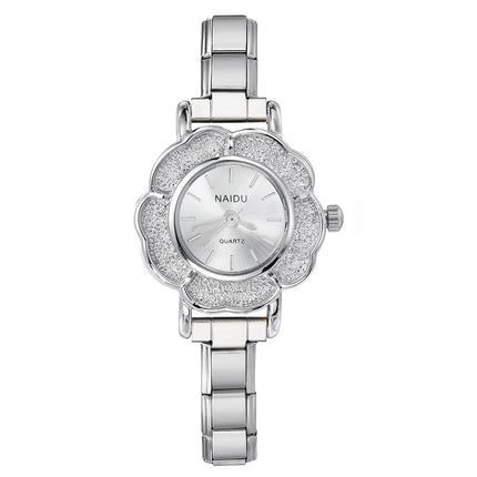Orologi al quarzo da donna con intarsio floreale in zirconio, design chic di lusso, cinturino in acciaio inossidabile, regalo di compleanno per lei platinumshop