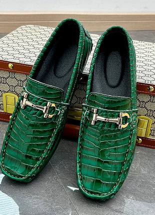 Scarpe Casual da uomo in pelle verniciata di alta qualità scarpe da guida di marca mocassini con motivo a coccodrillo maschile per scarpe basse mocassino da uomo
