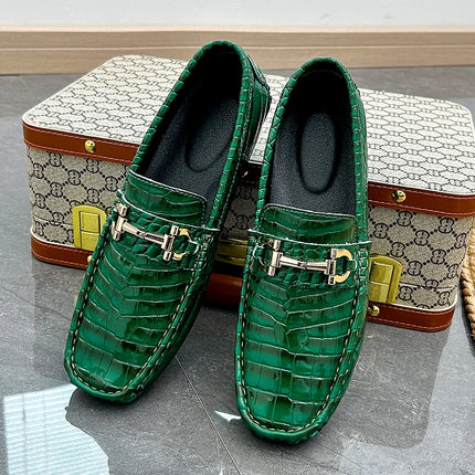 Scarpe Casual da uomo in pelle verniciata di alta qualità scarpe da guida di marca mocassini con motivo a coccodrillo maschile per scarpe basse mocassino da uomo