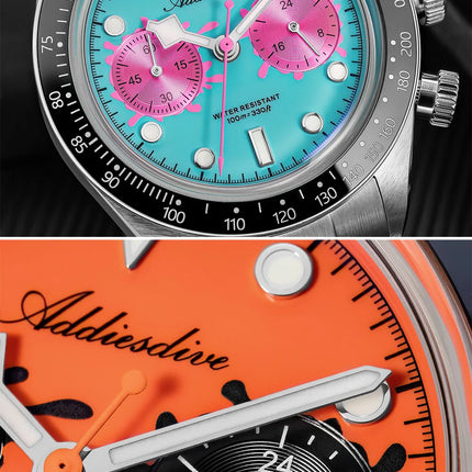 ADDIESDIVE Men Watches New VK64 Quartz Wristwatch Luxury Chronograph Luminous BGW9 Ceramic Bezel Domed Glass 100m Waterproof