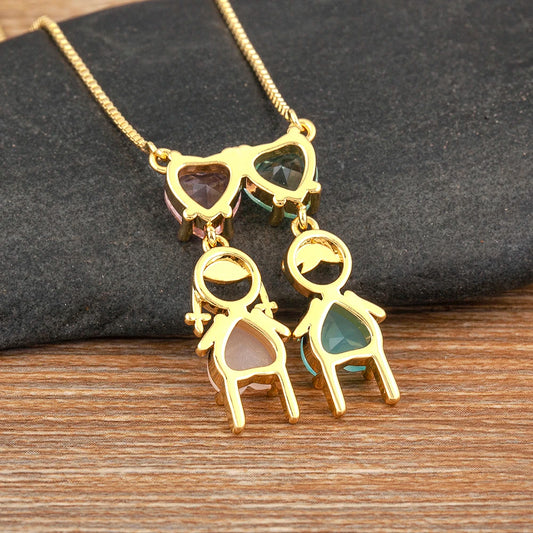 AIBEF Cuore Strass Ragazza e Ragazza Donna Ciondolo Collana Madre Cubic Zirconia Rame Dolce e Carino Gioielli Regalo di Fascino per Bambini