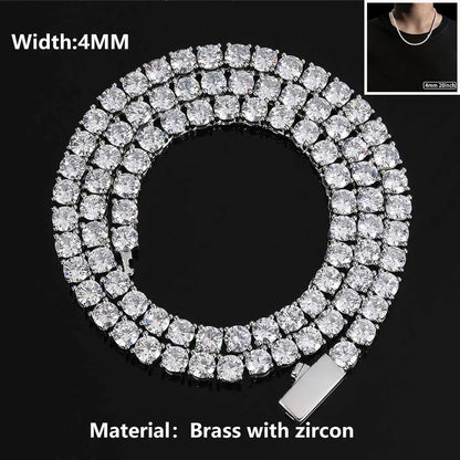 Gioielli Hip Hop Cubic Zirconia ghiacciata Catena da tennis ghiacciata Collana bling placcata oro 18 carati per le donne Logo laser personalizzato gratuito