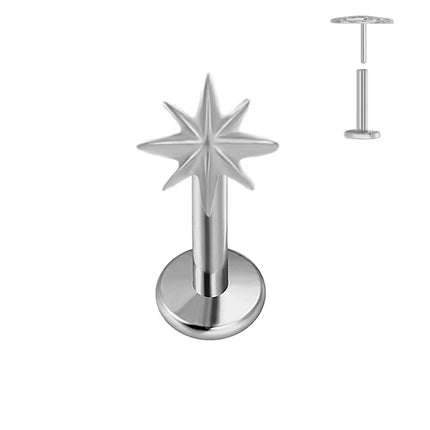 ASTM F136 G23 Orecchino a forma di cuore in titanio 16G 18G 20G Piercing senza filettatura Farfalla Push in Lip Stud Daith Labret Conch platinumshop