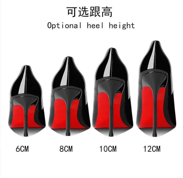 Tacchi da donna 2025 Nuovo marchio di lusso Décolleté Fondo rosso Punta a punta Strass Tacchi alti Elegante stiletto Party Prom Scarpe da donna