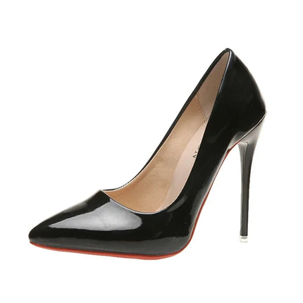 2024 Scarpe da donna Tacchi alti rossi Décolleté sexy con punta a punta 12 cm Scarpe da abito da sposa Colore nero nudo Tacchi alti con fondo in gomma rossa