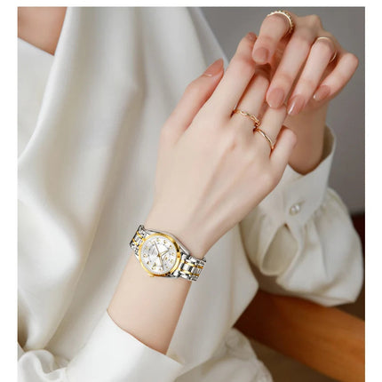 OLEVS 3666 Orologi da Donna Originali al Quarzo Impermeabili Luminosi Regalo per Donna Cronografo con Data Reloj Mujer platinumshop