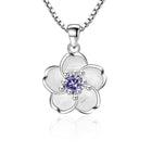 925 Sterling Silver Pink Purple Peach Blossom Necklaces For Women Luxury Designer Jewelry Accessories Wholesale Jewellery PlatiNum