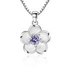 925 Sterling Silver Pink Purple Peach Blossom Necklaces For Women Luxury Designer Jewelry Accessories Wholesale Jewellery PlatiNum