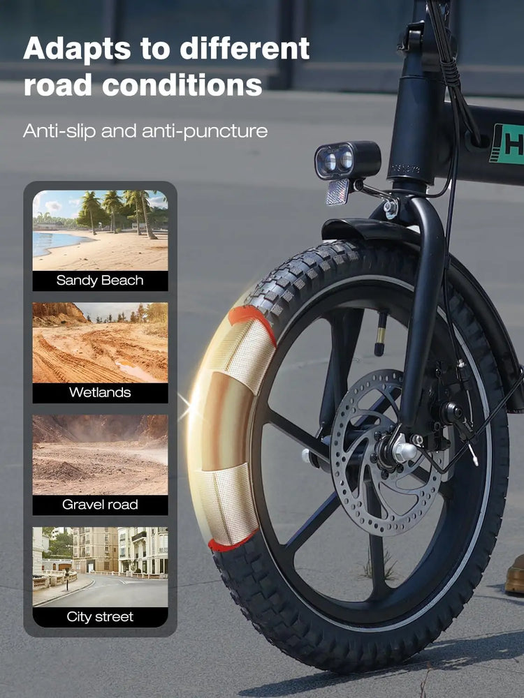 Bicicletta elettrica HITWAY, E-Bike pieghevole, Bici da città, Batteria al litio 36V/13Ah, Autonomia elettrica fino a 35-90 km