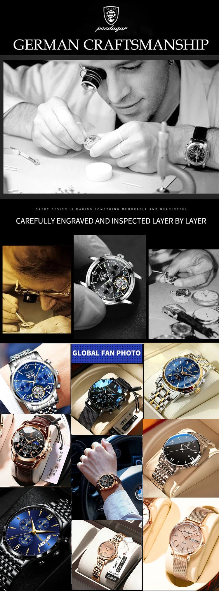 Orologio di lusso POEDAGAR Top Diamond per donna, orologio al quarzo da donna di alta qualità, impermeabile, in acciaio inossidabile, con scatola. platinumshop