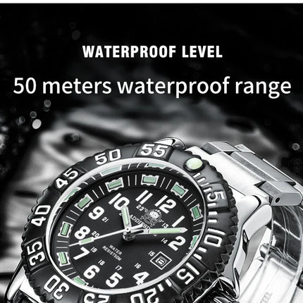 ADDIESDIVE 44mm Men's  Wrist Watch 50m Water Resistant Large Luminous Dial Date Display Stainless Steel Men's Quartz Watch