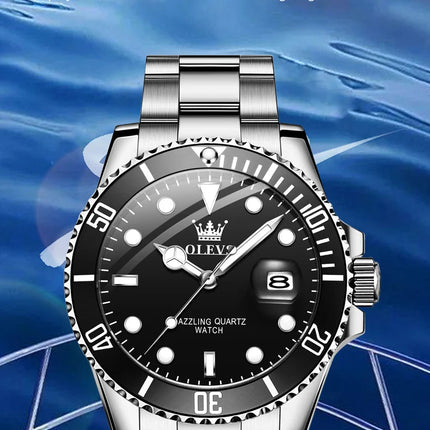 OLEVS Orologi da uomo Trend Luxury Cinturino in acciaio pregiato Grande data Orologio da polso al quarzo di marca originale per uomo Impermeabile luminoso 5885 Nuovo platinumshop