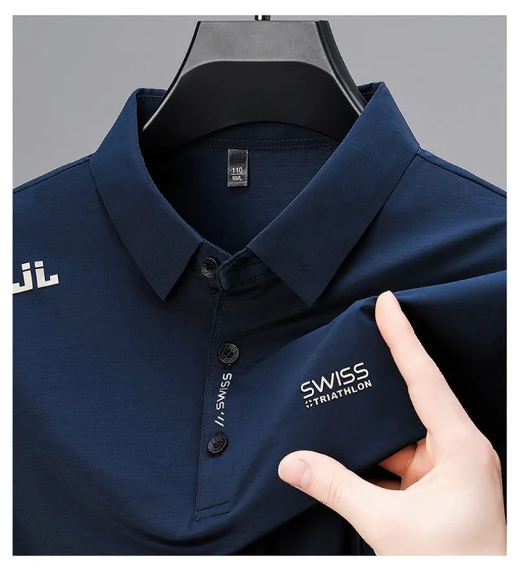 BROWON 2025 Estate 2025 Tendenze Polo Maglietta da uomo Manica corta Antirughe Colletto rovesciato Sottile Cool Business Tee Shirt Homme