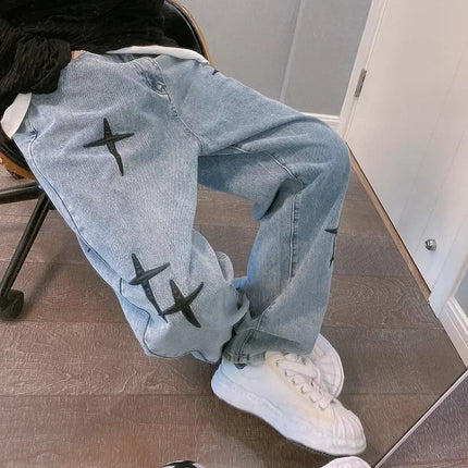 Jeans Men Wide Leg Cargo Pants Streetwear Baggy Men Korean Fashion Loose Straight Male Clothing Y2K Hip Hop Style Male Trousers PlatiNum