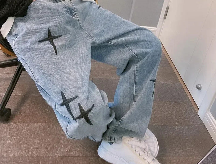 Jeans Men Wide Leg Cargo Pants Streetwear Baggy Men Korean Fashion Loose Straight Male Clothing Y2K Hip Hop Style Male Trousers PlatiNum