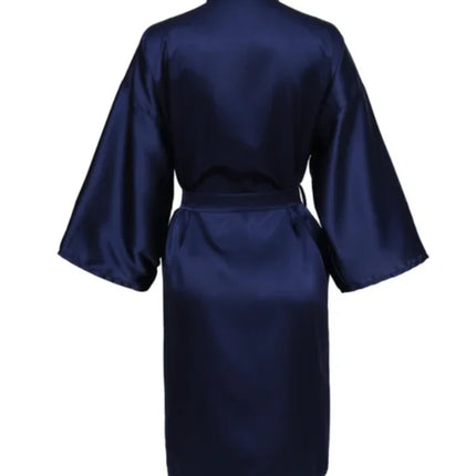 Vestaglia da notte in raso solido, elegante vestaglia da casa con scollo a V a mezza manica e cintura, pigiama da donna