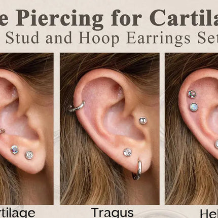 Set di 6 Paia di Orecchini per Piercing Multipli, Piccoli Orecchini a Cerchio, Orecchini a Perno con Zirconi, Opale e Perla per Donne platinumshop