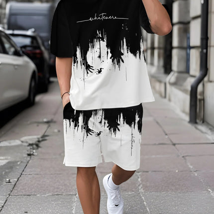 Completo da uomo casual streetwear 2026: T-shirt sportiva a stampa graffiti Y2K ad asciugatura rapida e pantaloncini con coulisse platinumshop
