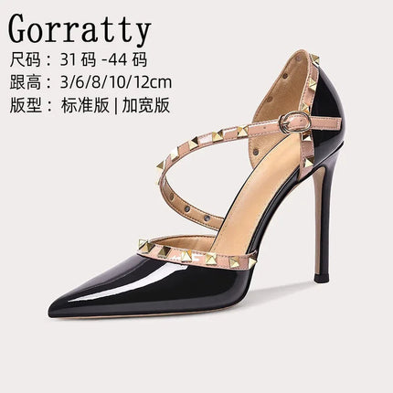2025 Tacchi alti neri 12cm 10cm 8cm Scarpe da donna Tacchi sottili Décolleté da donna con testa a punta Scarpe da banchetto a spillo poco profonde in microfibra platinumshop