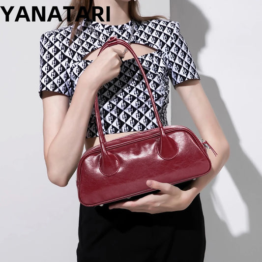 YANATARI underarm cowhide Genuine leather handbags women vintage shoulder bag female korean luxury bag high quality 2025