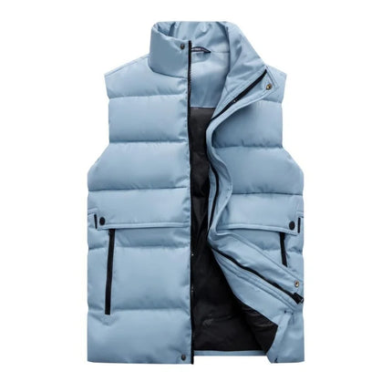 Winter High-density T400 Small-interval Warm Cotton-padded Vest Double Front Flap with Snap Buttons and Zippers