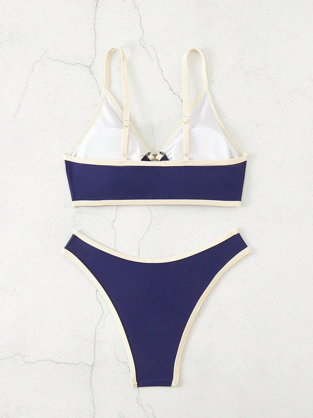 2026 Women's Halter Micro Bikini - Sexy Brazilian Thong Swimsuit - Blue Female Beach Bikini Set