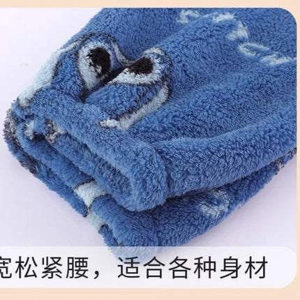 Anime Stitch Pajamas Cute Winter Flannel Thick Sleepwear Set Couple Homewear Warm Comfortable Windproof Long Sleeved Pants Gift