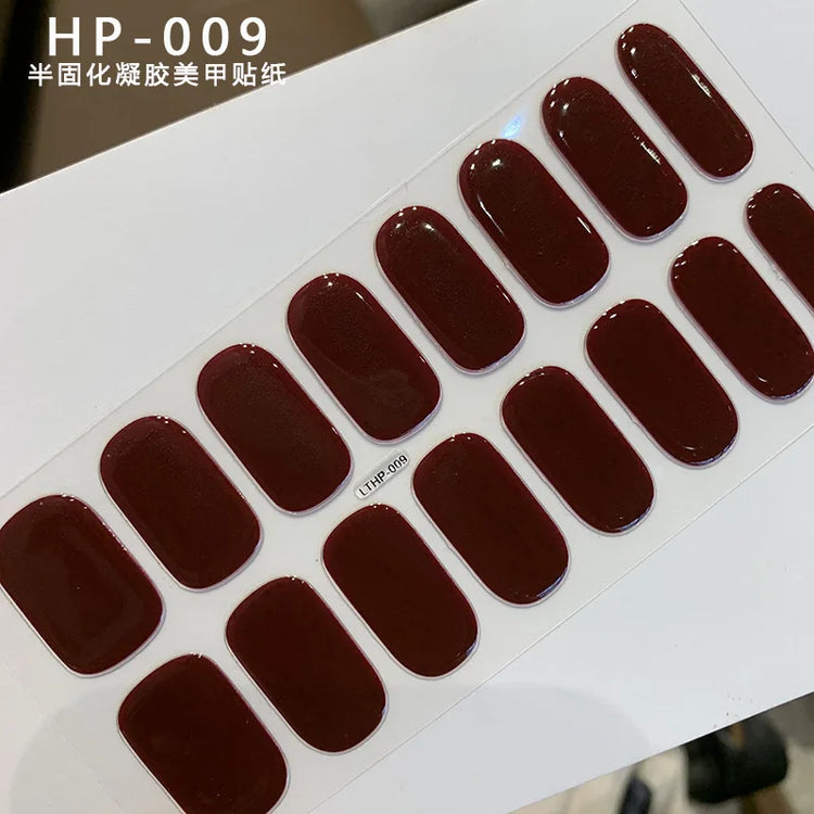 Semi Cured Wraps Fast Gel Nail Sticker Soild Nail Gel Wraps Adhesive Full Cover Gel Nail Decal UV Lamp Cured Manicure Decoration2028