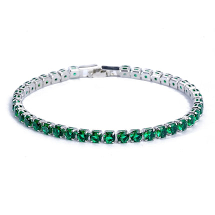 4mm Cubic Zirconia Tennis Bracelet Iced Out Chain Bracelets For Women Men Silver Color Men Bracelet CZ Chain Homme Jewelry PlatiNum