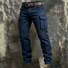 Men 100% Cotton Striped Spliced Cargo Pants Elastic Waist Multi‑Pocket Outdoor Casual Trousers Spring Autumn