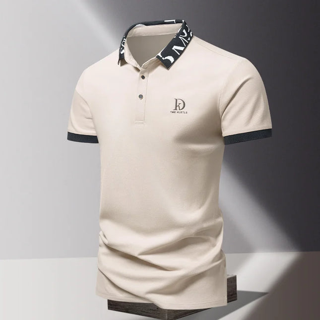 Men's fashionable summer POLO ice silk quick-drying T-shirt short-sleeved solid color loose fit business collar