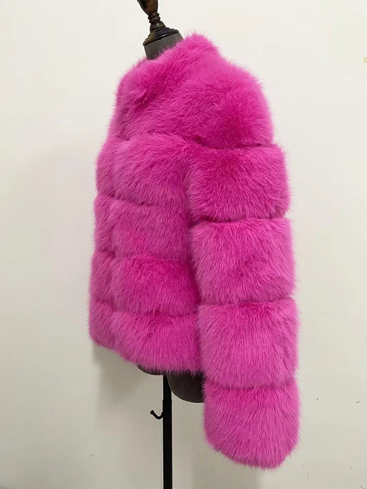 ZADORIN Fashion Thick Warm Winter Coat Woman Luxury Faux Fox Fur Coat Jackets Woman Stand Fur Collar Fake Fur Jacket Outerwears