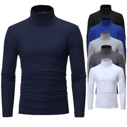Thermal Underwear Tops Men Spring Clothes Thermal Shirt Autumn Men's Winter Tights High Neck Thin Slim Fit Long Sleeve T-shirt PlatiNum