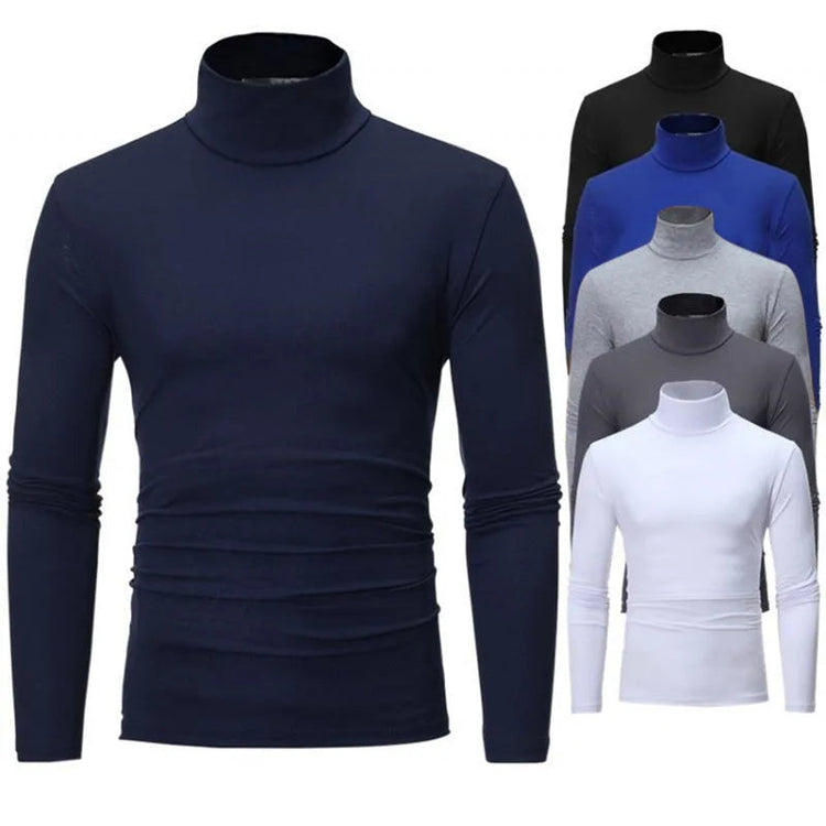 Thermal Underwear Tops Men Spring Clothes Thermal Shirt Autumn Men's Winter Tights High Neck Thin Slim Fit Long Sleeve T-shirt PlatiNum