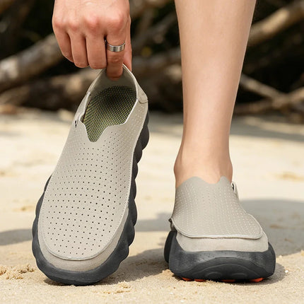 Mocassini da Uomo per Camminata all'Aperto, Scarpe Casual alla Moda, Scarpe da Passeggio in Pelle Morbida, Calzature Traspiranti per Guida, Mocassini Morbidi
