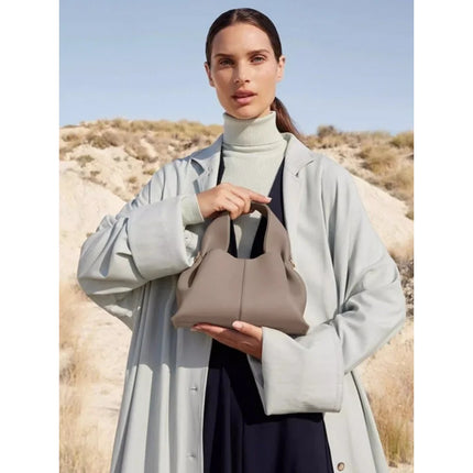 Borsa a Tracolla Cloud Dumpling da Donna, Borsa a Spalla Minimalista di Lusso in Vera Pelle Composita di Vacchetta, Piccola Dimensione