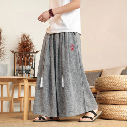 Pantaloni Kimono da Uomo Stile Giapponese Oversize Comodi Pantaloni da Bagno Uomo Samurai Giapponese Harajuku Casual Larghi Yukata Pantaloni a Gamba Larga