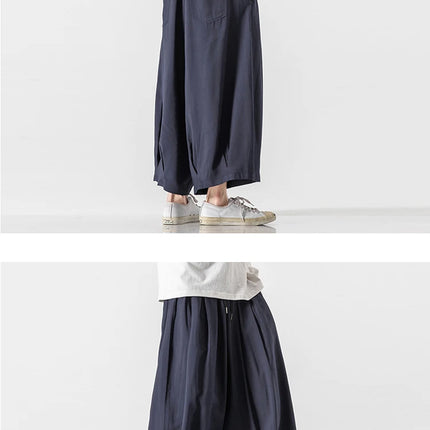 2025 Pantaloni estivi da uomo stile giapponese Harajuku Haori pantaloni a gamba larga uomo streetwear uomo solido allentato Harun pantaloni lanterna casual