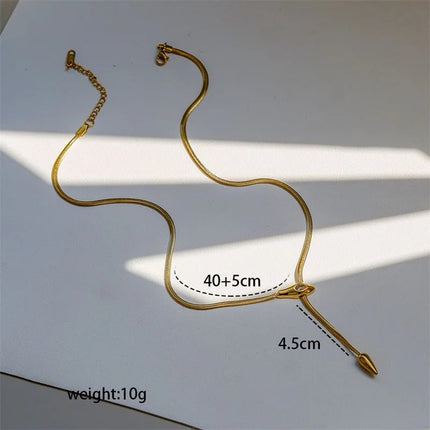 GANEMLY 316L Stainless Steel Snakehead Shining Zircon Necklace Trendy Neck Chain Choker Collar Waterproof Jewelry For Women PlatiNum