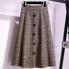 Large Size Women's Autumn Winter Elastic Waist A-line Skirt Woman Skirts Faldas Jupe Korean Retro Plaid Mid-Long Skirts Size 4XL PlatiNum
