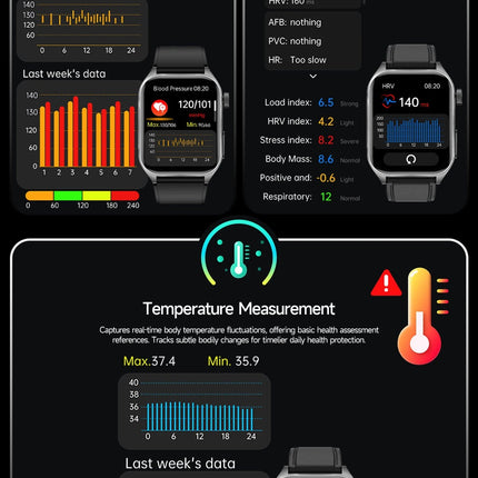 2025 Trattamento laser Tre Smartwatch alti 1.95 "Schermo curvo in zaffiro ECG + PPG Grasso nel sangue Acido urico Diagnosi salute Smartwatch platinumshop