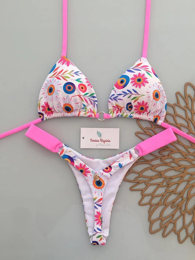 Micro Bikini 2026 Push Up Costumi da bagno donna Costumi da bagno sexy Stampa Bikini Set Halter Biquini Perizoma Costume da bagno Estate Beachwear