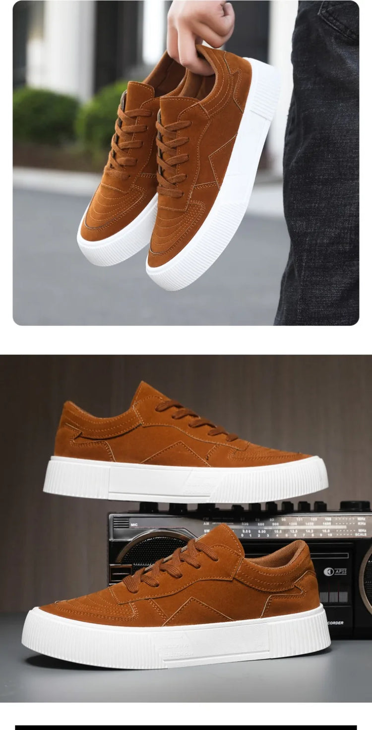 Men's Vulcanized Shoes Fashion Casual Sneakers Lace Up Platform Shoe High Quality Suede Casual Shoes for Men Sneakers Man Shoes