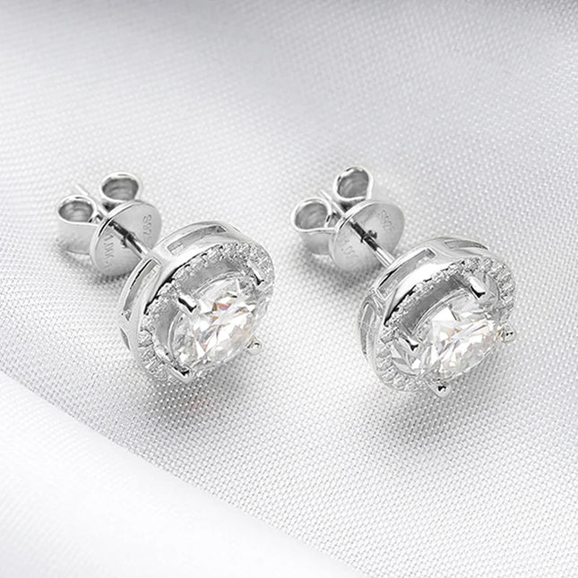 Smyoue 2CT Certified Moissanite Stud Earrings for Women Platinum Plating Sterling Silver Diamond Ear Studs Wedding Fine Jewelry PlatiNum