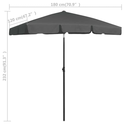 Anthracite beach umbrella 180x120 cm