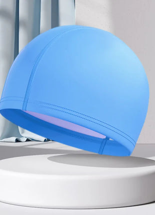 Cuffia da nuoto impermeabile in PU per bambini Adulti Cuffia da sub ad alta elasticità non costruita Protezione per le orecchie dei capelli lunghi Cuffia da nuoto unisex