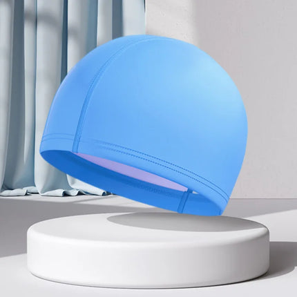 Cuffia da nuoto impermeabile in PU per bambini Adulti Cuffia da sub ad alta elasticità non costruita Protezione per le orecchie dei capelli lunghi Cuffia da nuoto unisex