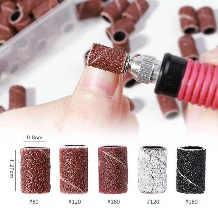 Nail Sanding Ring Bands 80/120/180/240 Grit Electric Manicure Drill Grinding Heads UV Gel Polish Removal Pedicure Abrasive Tools 2028
