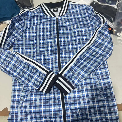 2025 Men Tracksuit 2pc Set Gym Hiking Plaid Zipper Hoodie Cargo Pants Autumn Athleisure Outfit Fleece Jogger Sportswear PlatiNum