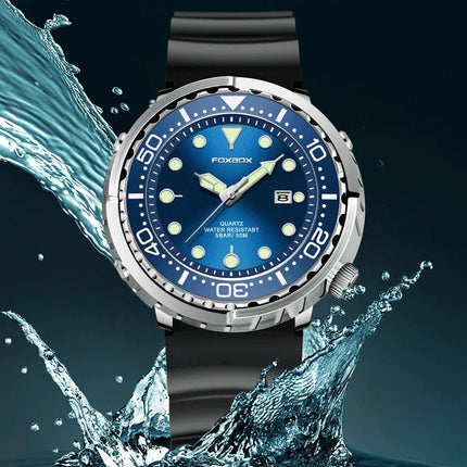 FOXBOX Top Brand Fashion Diver Watch Men 50ATM Waterproof Date Clock orologi sportivi orologio da polso al quarzo da uomo Relogio Masculino platinumshop